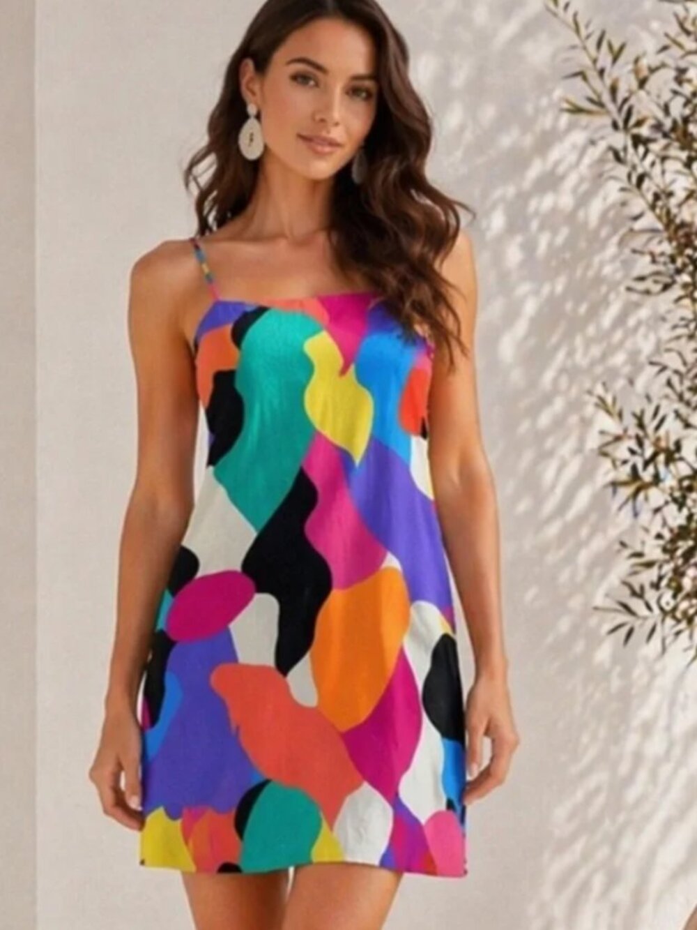 Multi color linen dress